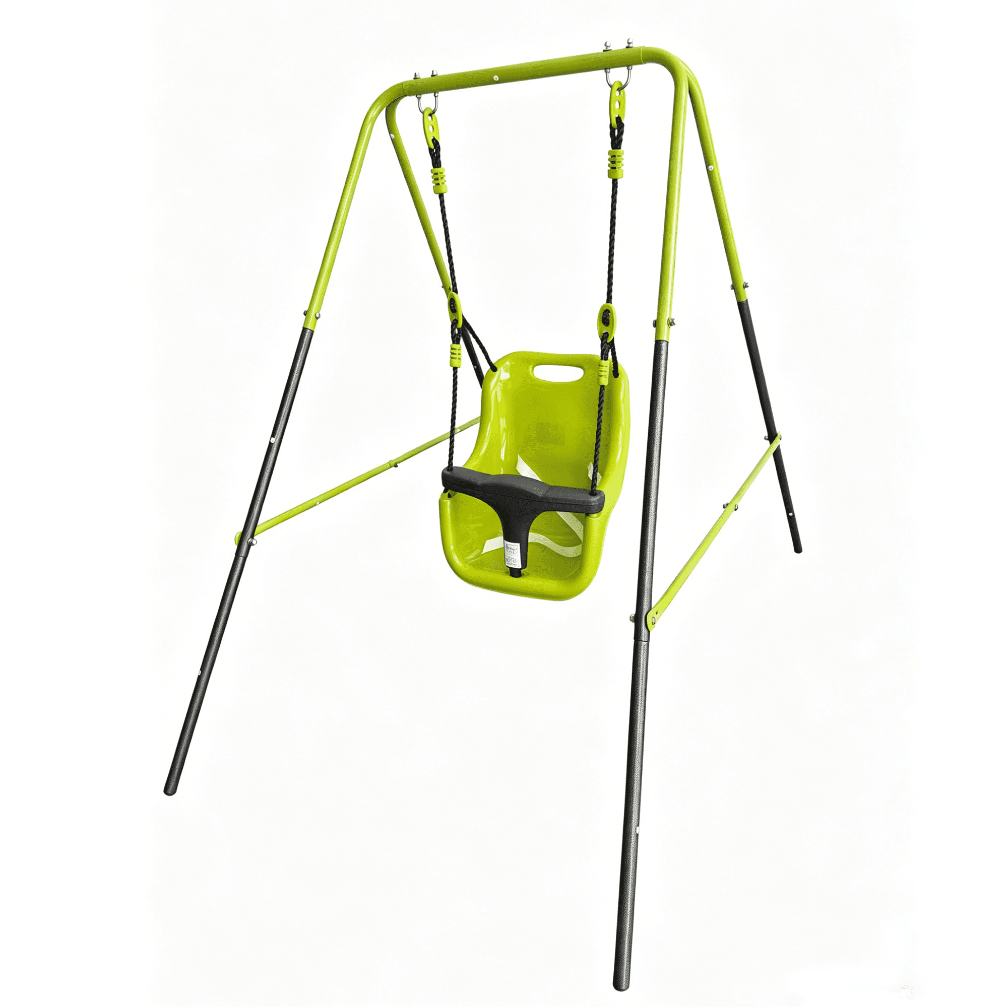 Indoor Outdoor Baby Swing with Safety Seat, Toddler Swing with Crotch Strap, Corrosion-Resistant Metal Frame for 6 Months to 2 Years Old, Max Load 25kg