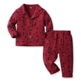 thumbnail image 3 of Sopiago Girls Pajama Sets Elk Christmas Tree Printed Button Down Tops + Pants Toddler Sleepwear Cotton Pajamas Toddler Red,5-6 Years, 3 of 6