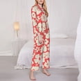 thumbnail image 3 of Fotbe Beige Flowers Pattern Long Sleeve Pajama Set for Women,Sleepwear Set,2-piece Loungewear Set,Soft PJs Comfy Nightwear with Pockets -Medium, 3 of 7