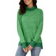 thumbnail image 1 of Blusa de mujer manga larga cuello alto ajuste casual blusa de puño de bloque de color de moda verde S, 1 of 8