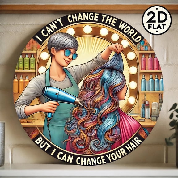 1pc Barber Shop Hair Salon Theme Suitable for Home, Bar, Cafe, and Outdoor Decoration, Perfect Room Decoration, Best Gift, 8x8inch (20cmx20cm) Round Non-Luminous Flat Aluminum Sign, 2D Flat