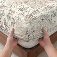 thumbnail image 3 of Twin XL Size Fitted Sheet Set - Beige Boho 2 Piece Bedding Sets 16" Deep Pocket Fitted Sheet with 1 Pillowcases, Vintage Ethnic Floral Abstract Geometric Brushed Microfiber Hotel Luxury Bed Sheets, 3 of 9
