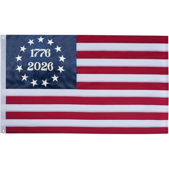 KUNPENG Bradford 1776 Bennington 250 Anniversary USA Flag 3x5 ft Outdoor Embroidered Betsy Ross Flags 13 Colonies US 2026 American Flag Heavy Duty with 2 Brass Grommets
