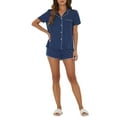thumbnail image 2 of INSPIRE CHIC Women's Mother's Day Satin Pajama Sets Nightwear Sleepwear Tops with Shorts Lounge Sets S Navy Blue, 2 of 6