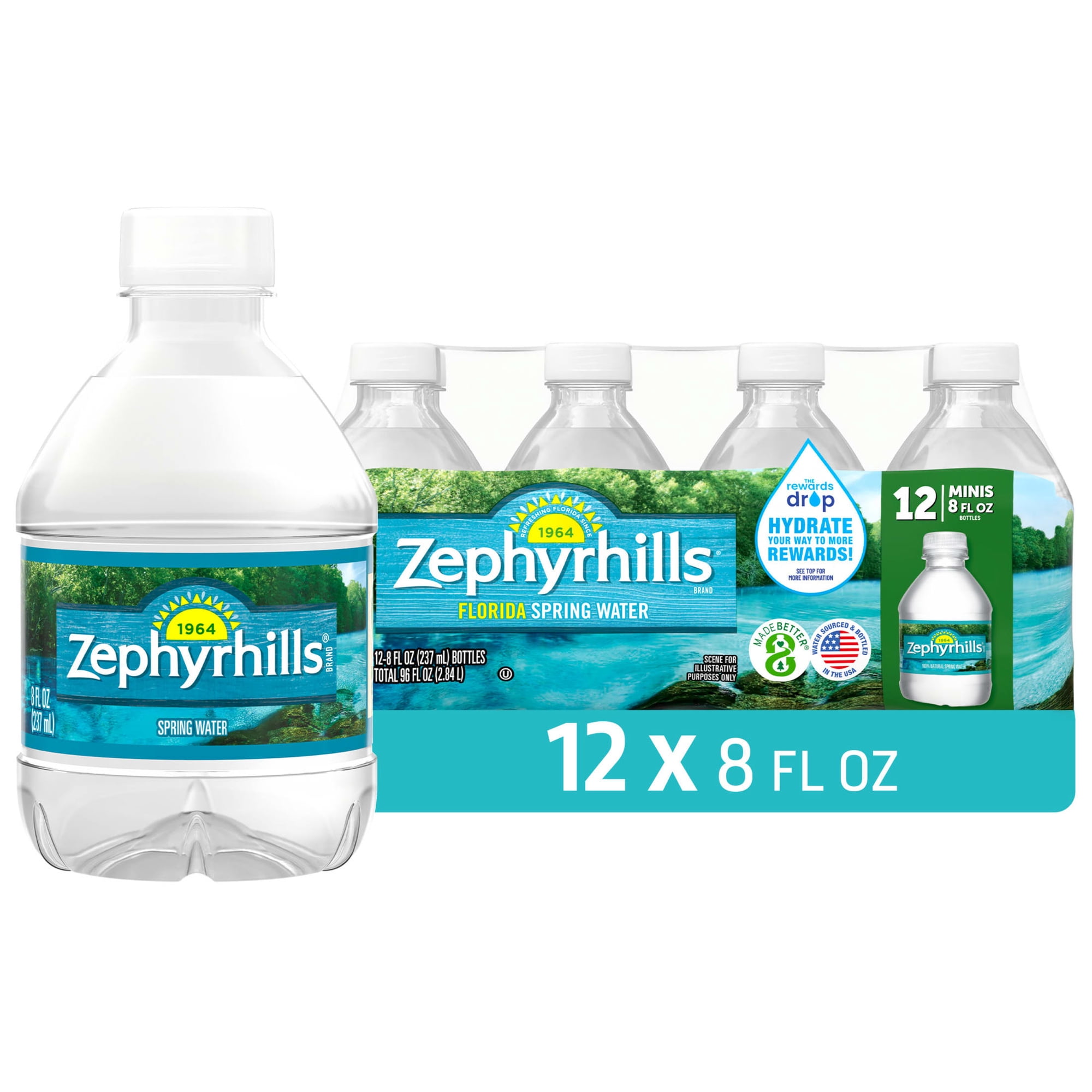 Zephyrhills Florida Spring Water, 8 fl oz, 12-pack Plastic Bottles