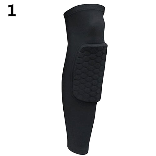 Honeycomb Pad Crashproof Anti-slip Band Lengthened Leg Knee Protector Black WT 
