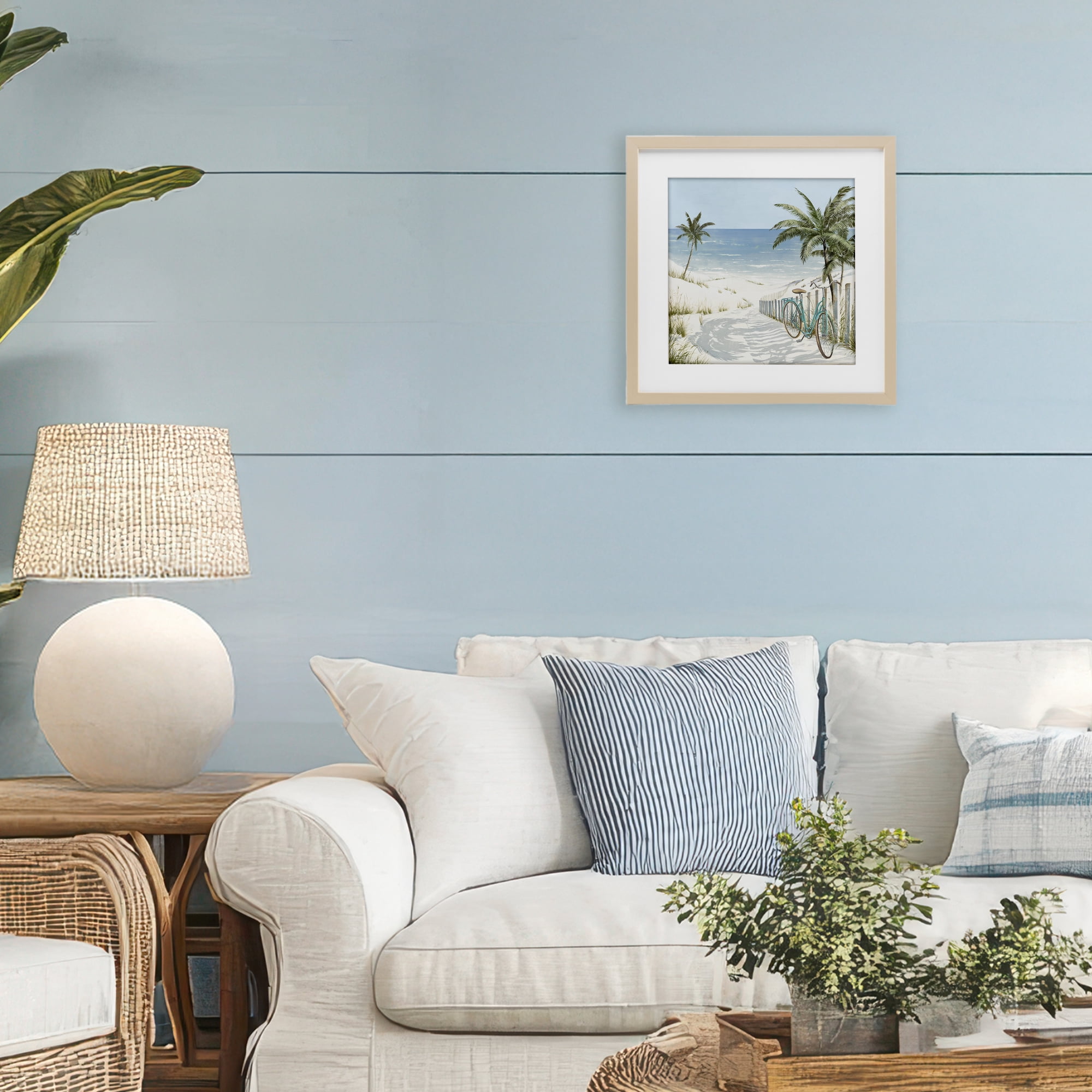 Stupell Industries Beach Bike Coastal Scene Birch Framed Print Under Glass, design by Lorenzo Collective