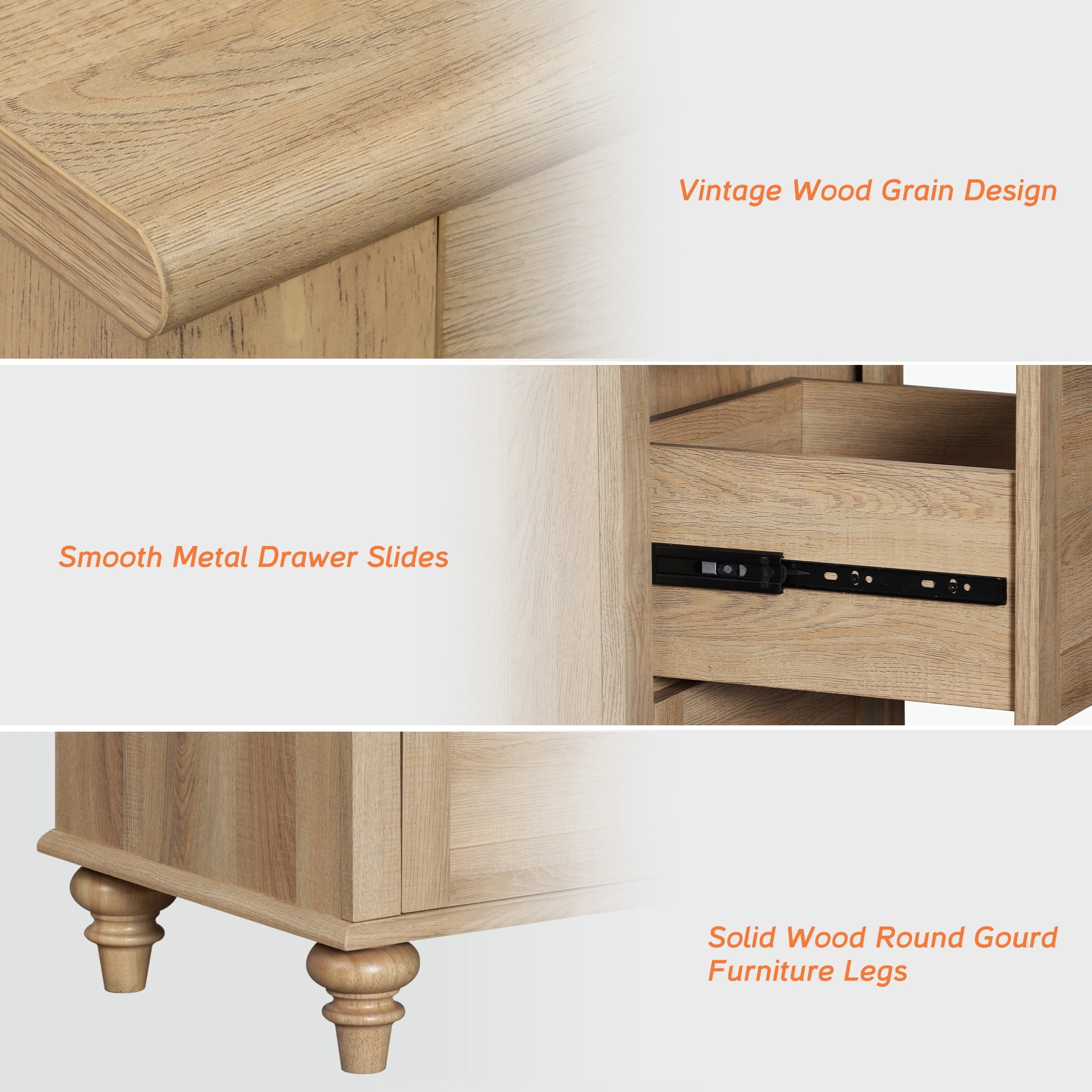 Farmhouse Coffee Table with Cabinet, Rustic Center Table with Hidden Storage Compartment for Living Room, Office, Natural Oak