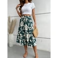 thumbnail image 2 of jinghuiyue Womens Floral Print Tiered Midi Skirts High Waist Flowy Ruffle A-Line Casual Summer Skirt S, 2 of 7
