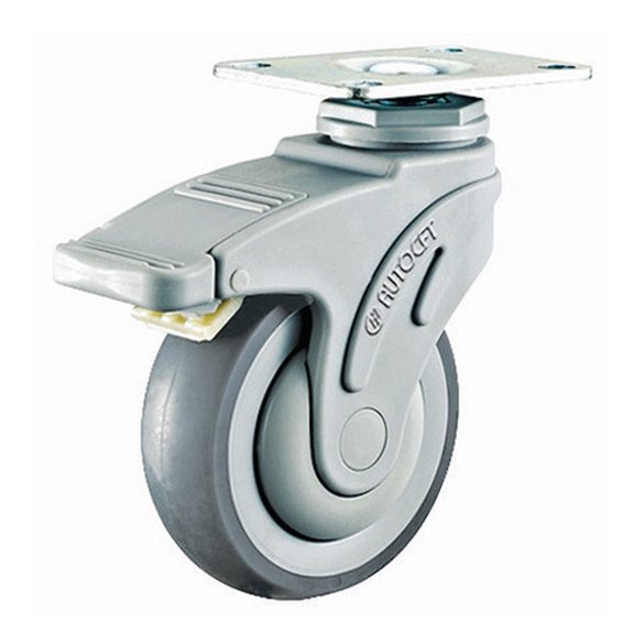 Carrymaster ACMC-127SFB Light-Duty Swivel Flange Brake Medical Plastic Caster