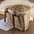 thumbnail image 3 of Handmade Natural Rattan Bike Basket for Storing Gadgets Light Brown 12.5x8x9 Inches, 3 of 8