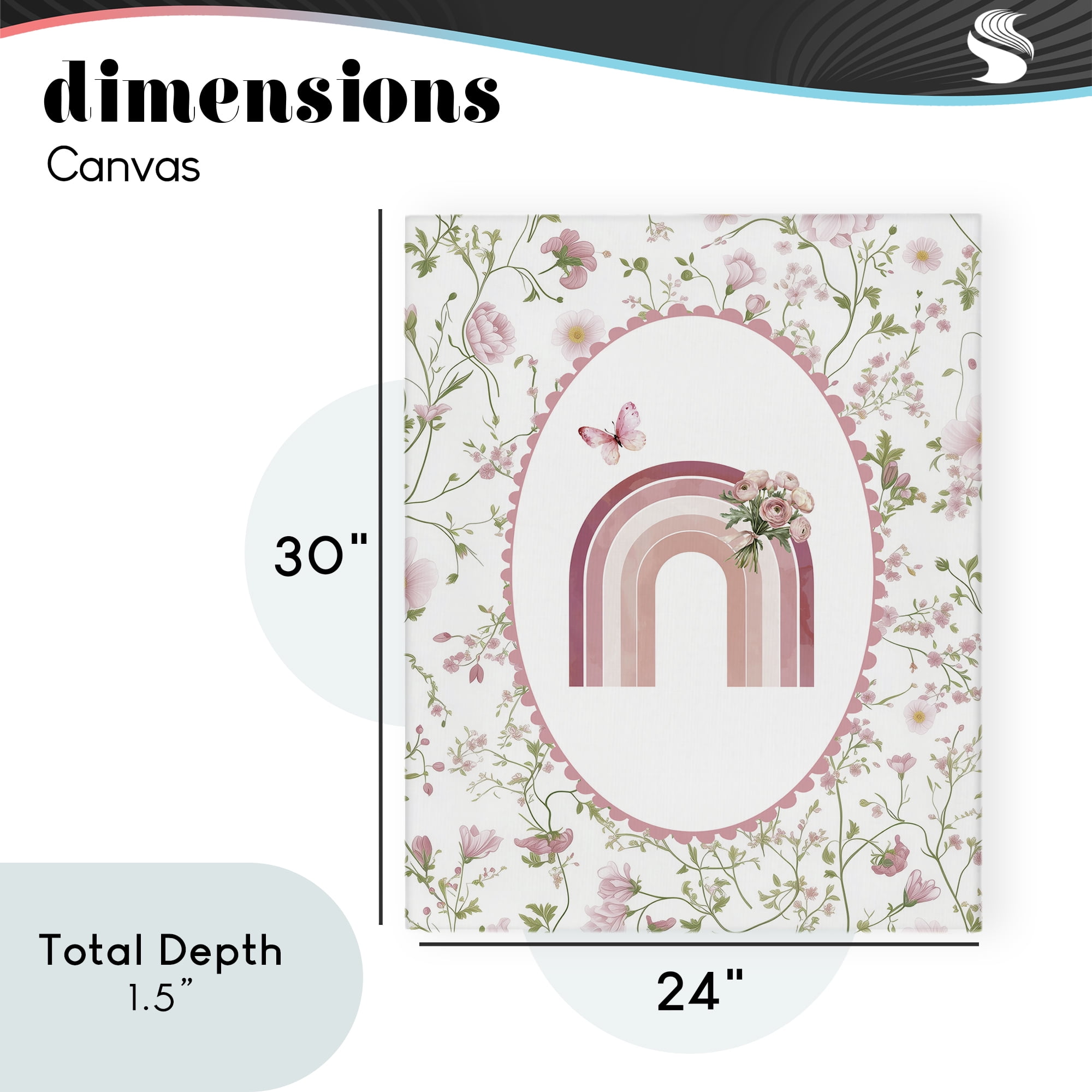 Delicate Florals & Rainbow Canvas Wall Art, design by Christine Simpson Art