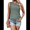 thumbnail image 3 of Camisas Casuales de Verano para Mujer, con Cuello Redondo y Mangas , Verde Oscuro, Talla XXL, 3 of 7
