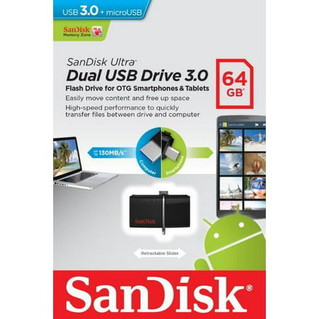 SanDisk 64GB OTG Dual Ultra USB 3.0 Micro Flash Thumb Drive Memory