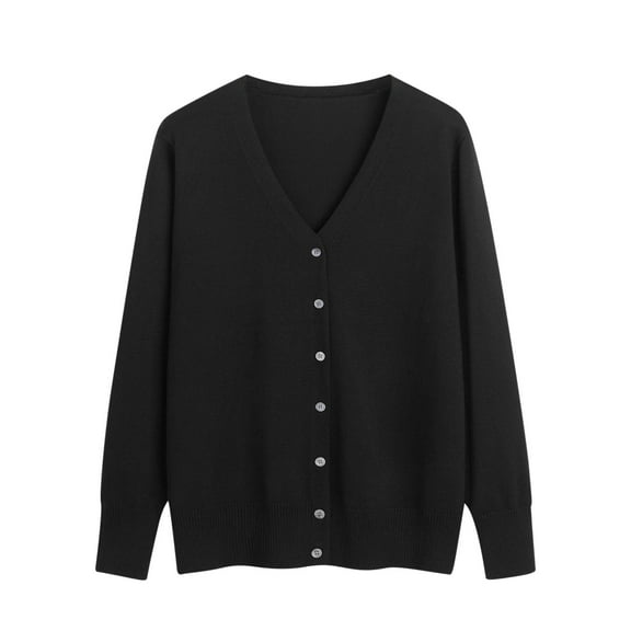 jjayotai Womens Sweater Clearance Women's Spring And Fall Classic Sweater Cardigan Solid V-neck Long Sleeve Plus Oversize Casual Button Down Open Front Cardigan Knitted Outer Tops