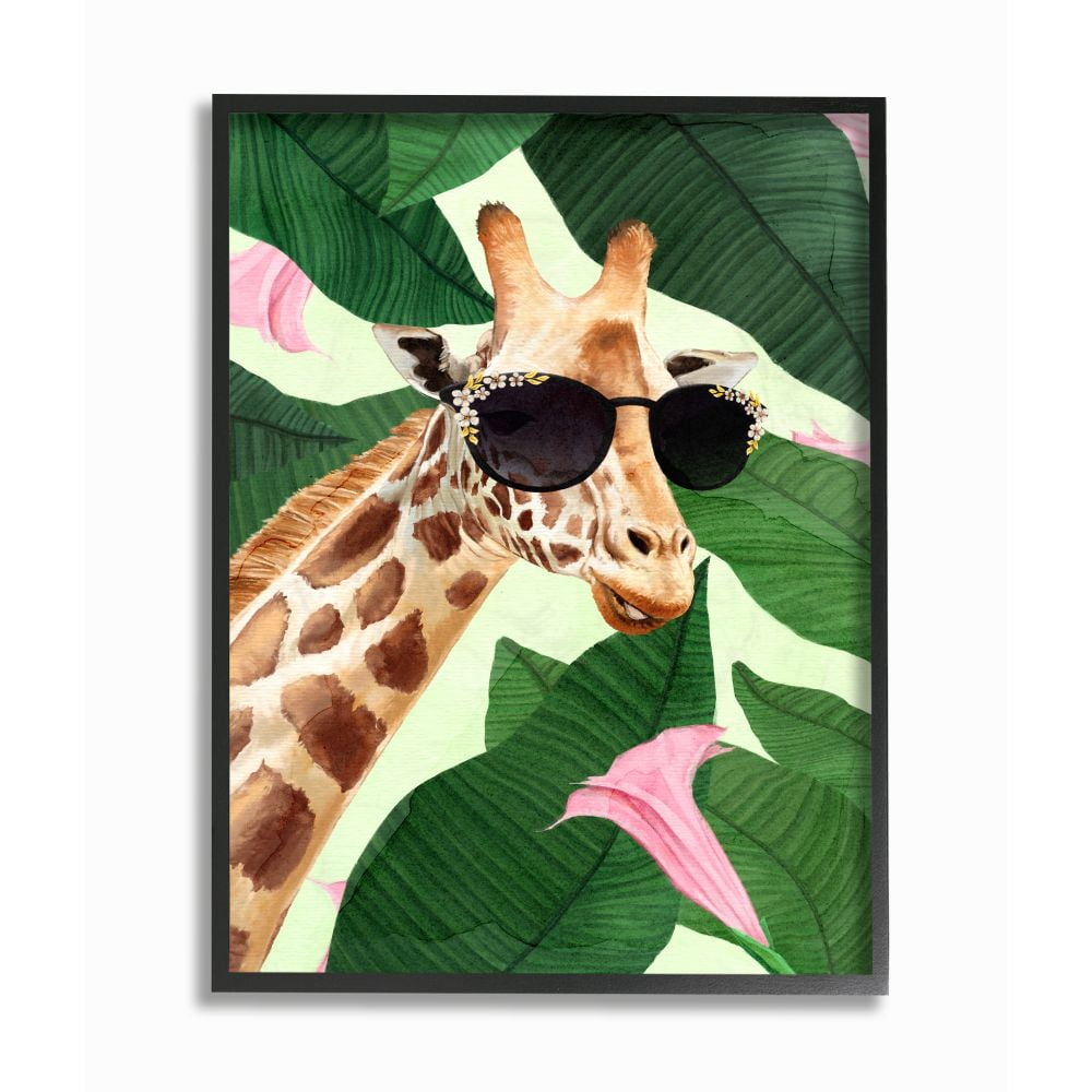 Stupell Home Décor Giraffe Flowers Framed Art Print, by Ziwei Li