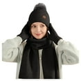 thumbnail image 2 of HNMKIU Wool Knitted Warm Hat Scarf Three Piece Winter Windproof Plus Velvet Set for Outdoor Sports Black - One Size, 2 of 5