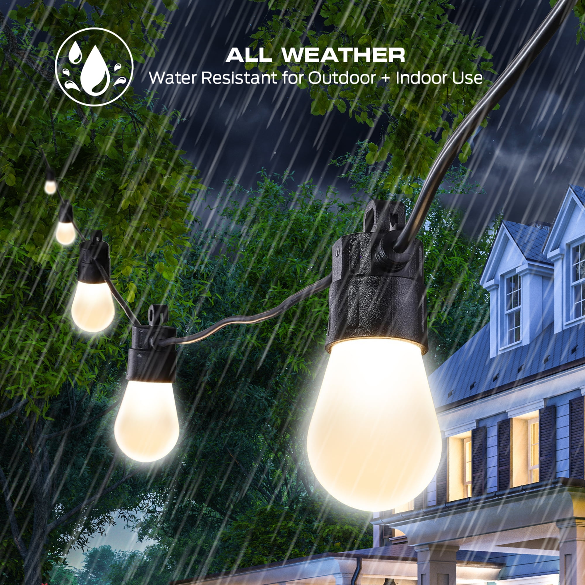 Monster Smart 24ft String Lights, Multicolor LED Lights for Outdoor Patio & Backyard, App & Voice Control