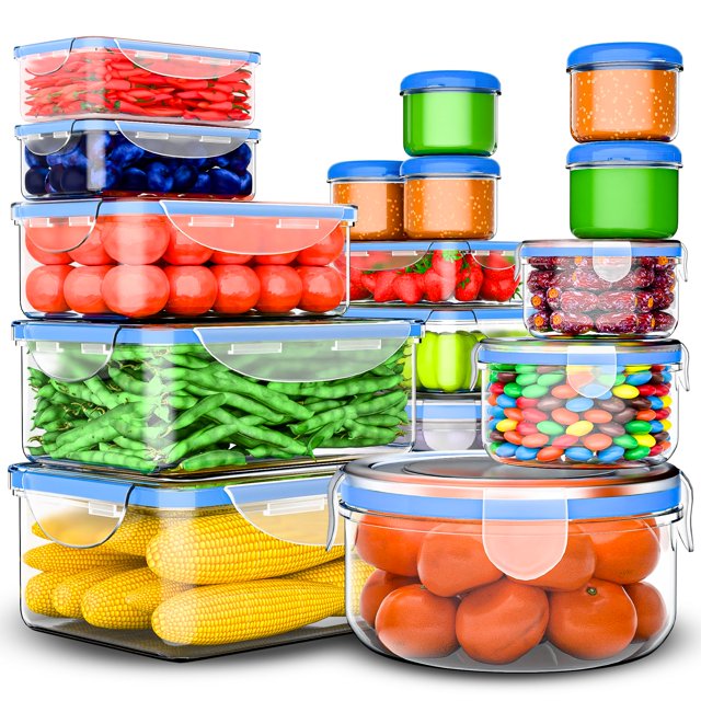 Contenedores de almacenamiento de alimentos RockBerry de 2,5 litros, juego de 32 con tapas