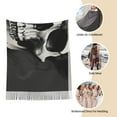 thumbnail image 6 of Cauagu Black White Hat Skull Print Women Wrap Shawl tassels Scarves Retro Scarf 77.6"X28.3", 6 of 8