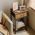 thumbnail image 2 of Nightstands Set of 2 with Charging Station, Night Stand End Table with USB Ports & Outlets, Bedside Table with Fabric Drawer for Bedroom, Rustic Brown, 2 of 14