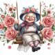 thumbnail image 1 of (A4434) Lleno Diamantes Feliz Anciana en Un Columpio Serie Personajes Resina 30*30CM, 1 of 9