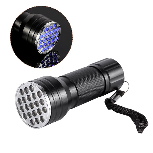 Linterna de 21 LED, Lámpara de Antorcha para Nadas, Tarjetas de Crédito, Tintas fluorescentes, Cuerpo de Aleació de Aluminio, Luz Púrpura, Camping, Al Aire Libre