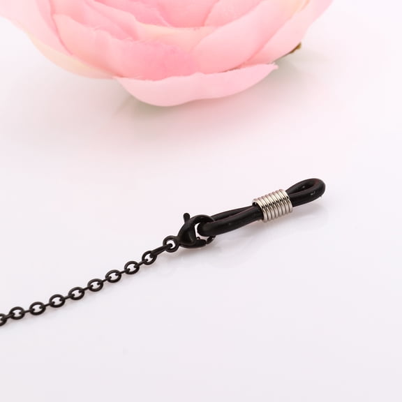 LOLIPPYY Black Stainless Steel Glasses Chain for Eyeglasses Hanging, Stylish Neck Cord with Rubber Ends