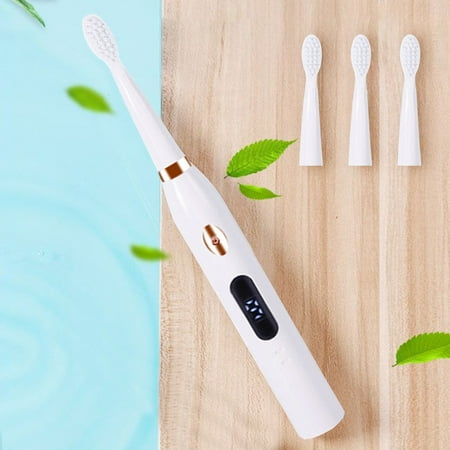Vikakiooze Electric Toothbrush  Electric Toothbrush With 4 Brush Heads  LCD Display Smart -9 Speed Electric Toothbrush IPX7 Waterproof