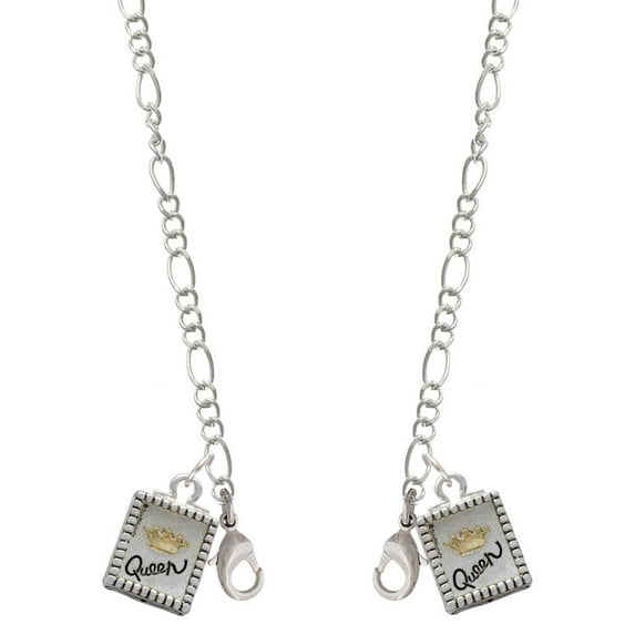 Shadow Box ''Queen'' with Goldtone Crown Silvertone Face Mask Necklace