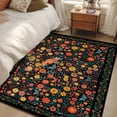 thumbnail image 4 of Boho Black Flowers Area Rugs 4'x6', Washable Small Throw Rugs for Office Bathroom, Spring Abstract Watercolor Floral Leaf Indoor Outdoor Rug Non-Slip Low Pile Carpet Runner Reversible Floor Mats, 4 of 8