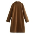 thumbnail image 3 of Fnooota Peacoats for Women, Mid Length Classic Lapel Open Front Wool Trench Coat Coffee Size XL, 3 of 3
