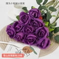 thumbnail image 4 of 10PC Artificial Silk Rose Flowers with Leaves and Thorns, Snow Mountain Style Real Touch Fake Roses for Wedding Bouquet Centerpieces, Home Decor Arrangements in Burgundy Red, 4 of 6
