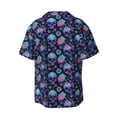 thumbnail image 6 of Lsque Flower Blue Skull print Men's Cuban Collar Short Sleeve Shirt Summer Beachwear Casual Button Down Fashionable Vacation Leisure Shirt-Large, 6 of 7
