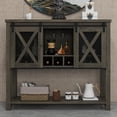 thumbnail image 1 of Coffee Bar Cabinet , Sideboard Buffet Storage Cabinet with Storage, Farmhouse Wine Bar Cabinet with Wine Glass Rack, Liquor Cabinet Bar for Home, Kitchen, Dining, Living Room,Grey, 1 of 8
