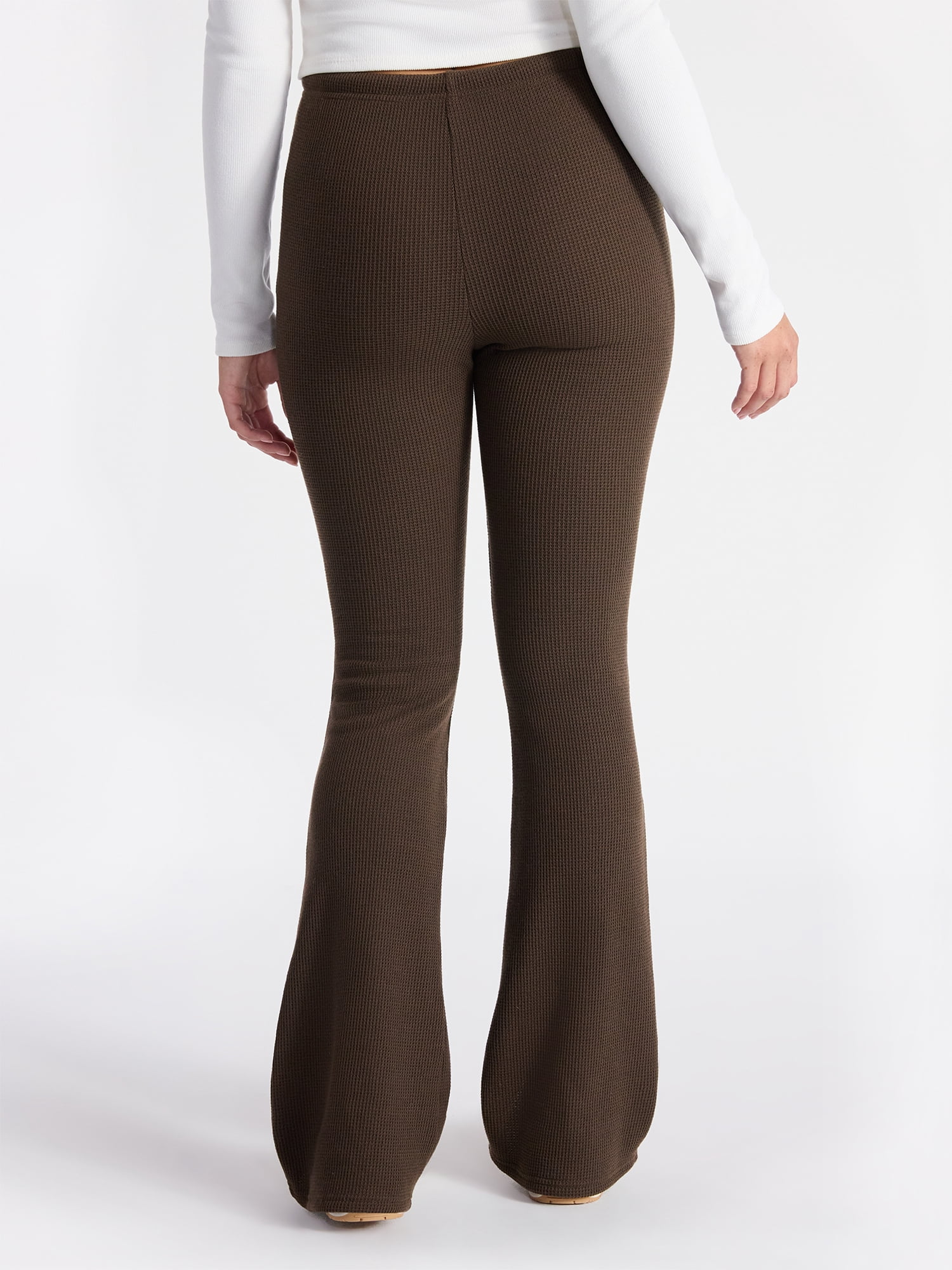 No Boundaries Brushed Back Waffle Knit Mini Bootcut Leggings, 32'' Inseam, Women’s