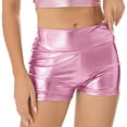 thumbnail image 6 of Miutii Women's Shiny Metallic Wetlook Jazz Hip Hop Dance Shorts Rave Festival Fancy Dress Booty Pink XL, 6 of 8