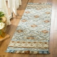 thumbnail image 3 of SAFAVIEH Blossom Jocelyne Geometric Fringe Wool Runner Rug, Ivory/Blue, 2'3" x 8', 3 of 9
