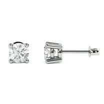 ALIKEDIAMONDS 14K White Gold 1 CT Round Cut E-F (VS/SI) Lab Grown Diamond Women's Anniversary Stud Earrings