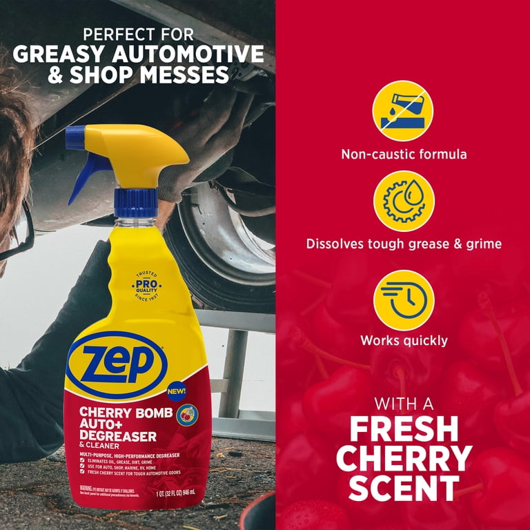 Zep, Cherry Bomb Auto+ Degreaser & Cleaner, 32 oz, Multi-Surface