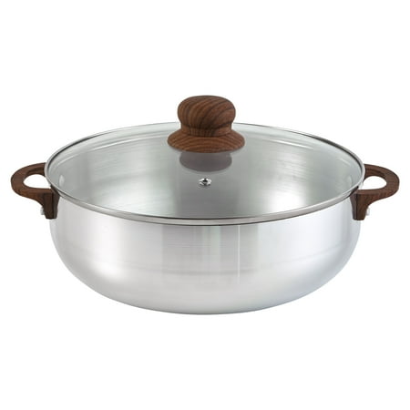 

IMUSA CHI-80695 6.9-Qt. Natural Caldero with Glass Lid & Wood-Look Handles