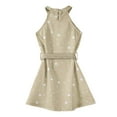 thumbnail image 5 of TQWQT Girls Halter Dresses Kids Summer Dress Size 10-12 Cute Girls Sundress Sleeveless Kids Tie Front A Line Dresses Polka Dot Print Tween Girls Clothes Beige 120, 5 of 5