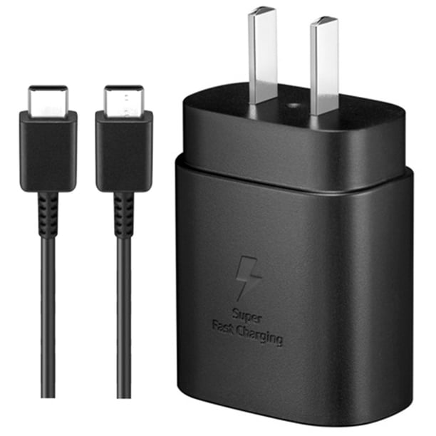 Cargador rápido para teléfono Samsung, 25 W, tipo C, compatible con enchufe estadounidense.