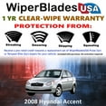 thumbnail image 2 of 2008 Hyundai Accent Beam Wiper Blades Wipers w/1yr Warranty (Set of 2) (WiperBladesUSA), 2 of 5