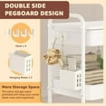thumbnail image 3 of 3 Tier Rolling Cart with Drawer, Metal Rolling Utility Cart on Wheels with Pegboard, Art Cart Storage Organizer with Tabletop for Living Room, Office, Bedroom (White), 3 of 7