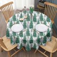 thumbnail image 3 of Green Christmas Tree Pattern Round Tablecloth 60"x60",Wrinkle Wipeable Table Cloth for Kitchen Dining Room Picnic Patio Party, 3 of 6