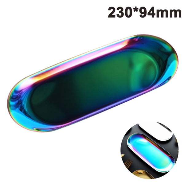 Bandeja de acero inoxidable para toallas, bandeja de almacenamiento, plato, bandeja de té, bandejas de frutas, cosméticos, organizador de joyas, ovalado Adepaton 2035057-2