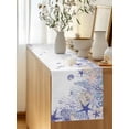 thumbnail image 5 of Summer Marine Life Table Runner, Watercolor Purple Starfish Ocean Bubble Cotton Linen Kitchen Table Decoration Washable Dining Tabletop Runners for Home Party Decor 13x48 Inches, 5 of 9