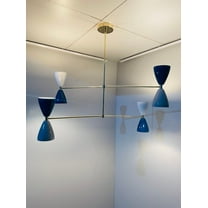 Handmade Mid-Century Modern Brass Chandelier with 4 Cone Lights - Modern House Lighting Fixture