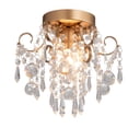 thumbnail image 1 of Lámpara de techo Chandelier Q&S en miniatura de cristal para dormitorio, color dorado, 1 of 7